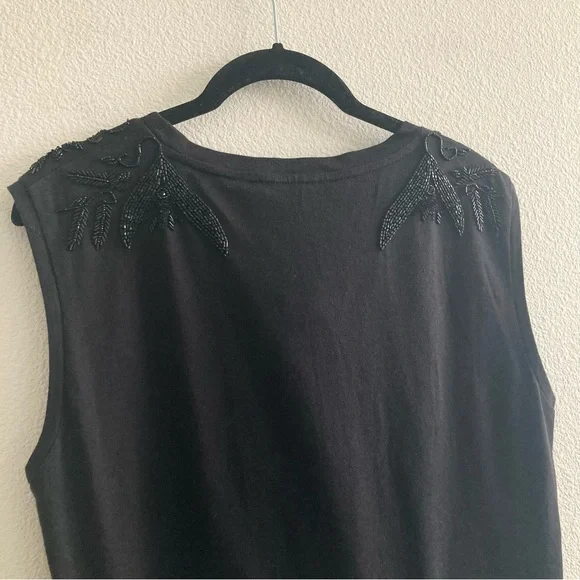 Loyd/Ford Black Beaded Embroidered Mesh Sleeveless Top Minimal Artsy 100% Cotton - Picture 5 of 8